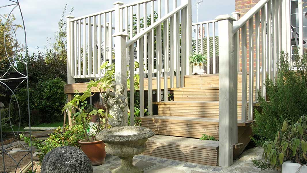 Seating area and decking project leading into garden