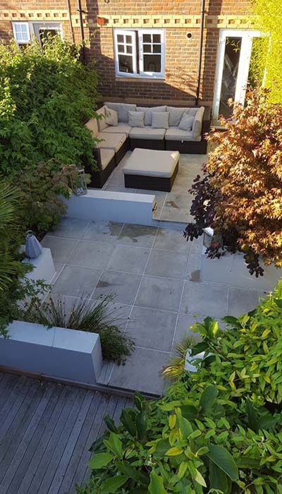 Overview of redesigned town house garden
