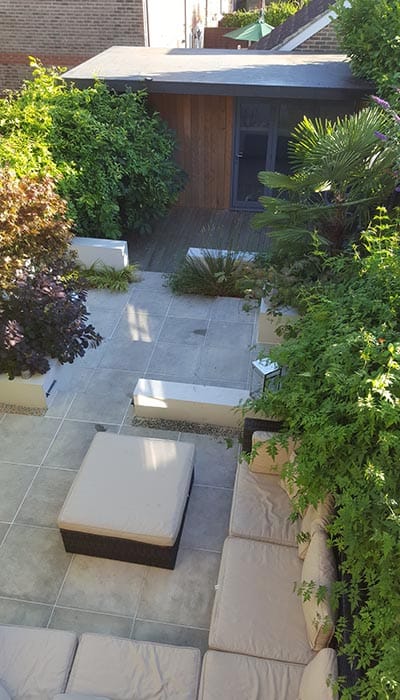Overview of redesigned town house garden